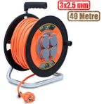 Bylion Makaralı Seyyar CCA Kablo Kapaklı 4 Prizli Plastik Uzatma Kablosu 3x2.5 mm Ttr Kablo 40 Metre