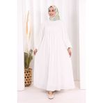 Bym Fashion 6016 Kalp Robalı Elbise Ekru - 2
