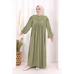 Bym Fashion 6016 Kalp Robalı Elbise Haki - 2