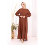 Bym Fashion Bağlama Detaylı Elbise 6015 Kahverengi - 2