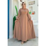 Bym Fashion Bağlama Detaylı Elbise 6015 Vizon - 2