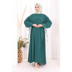 Bym Fashion Bağlama Detaylı Elbise 6015 Zümrüt - 2