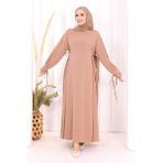 Bym Fashion Bağlama Detaylı Elbise Vizon 6015