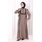 Bym Fashion Bağlamalı ve Fırfır Detaylı Elbise 6064 Duman - 3