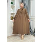 Bym Fashion Bebekli Anne Elbisesi 3896 Kahverengi - 46