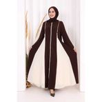 Bym Fashion Biyeli Fermuarlı Ferace 7050 Kahverengi