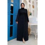 Bym Fashion Boncuk İşlemeli Tam Boy Ferace 7894 Siyah - 38