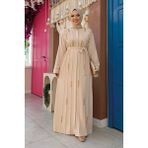 Bym Fashion Boncuk İşlemeli Tam Boy Ferace 7894 Taş - 48