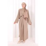 Bym Fashion Çapraz Bağlamalı Ipli Elbise 6083 Vizon - Standart