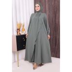 Bym Fashion Çapraz Parça Görünümlü Incili Elbise 3879 Mint - 40
