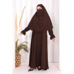Bym Fashion Dantel Detay Sufleli Elbise 6061 Kahverengi - 2