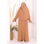 Bym Fashion Dantel Detay Sufleli Elbise 6061 Taba - 3