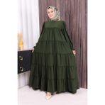Bym Fashion Dubai Katlı Salaş Elbise 6023 Haki