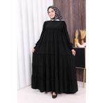 Bym Fashion Dubai Katlı Salaş Elbise 6023 Siyah - 1