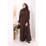 Bym Fashion Düğme Detay Tunik Pantolon Takım ŞAL HEDİYELİ! 8023 Kahverengi