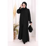 Bym Fashion Düğme Detay Tunik Pantolon Takım ŞAL HEDİYELİ! 8023 Siyah