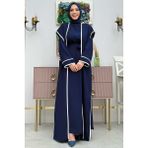 Bym Fashion Düğme Detaylı Yırtmaçlı Yelek ve Elbise Ikili Takım 8485 Lacivert - 40