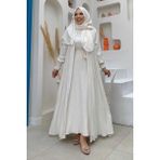 Bym Fashion Elbiseli Abaya Takım ŞAL HEDİYE 3883 Ekru