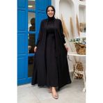 Bym Fashion Elbiseli Abaya Takım ŞAL HEDİYE 3883 Siyah