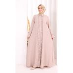 Bym Fashion Fırfır Detaylı Elbise 6066 Somon - 1