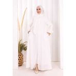 Bym Fashion Hac Umre Elbise Boydan Düğmeli 7053 Ekru