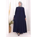 Bym Fashion Hac Umre Elbise Boydan Düğmeli 7053 Lacivert - 1