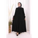 Bym Fashion Hac Umre Elbise Boydan Düğmeli 7053 Siyah