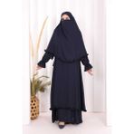 Bym Fashion Hac Umre Sufleli, Elbise Takım Şal Hediye 3951 Lacivert - 2
