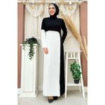 Bym Fashion Iki Renkli Inci Detaylı Elbise 3865 Siyah - 48