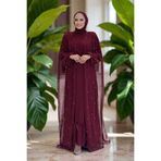 Bym Fashion İnci Detaylı Pelerinli Elbise 3973 Bordo