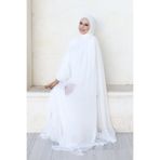 Bym Fashion İnci Detaylı Pelerinli Elbise 3973 Ekru