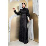 Bym Fashion Kemer Aksesuarlı Pul Payet Balık Abiye Elbise Siyah