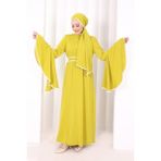 Bym Fashion Kol Fırfır Şerit Detaylı Şallı Elbise 6084 Yağ Yeşili - 3