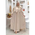 Bym Fashion Kol Manşetleri Büzgülü Elbise 6004 Taş - 42