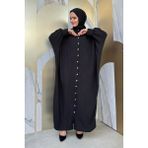 Bym Fashion Ön Kısmı Boydan Düğmeli Salaş Elbise 7910 Siyah - Standart
