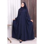 Bym Fashion Oval Büzgülü Kol Manşetleri Lastikli Fermuarlı Tam Boy Ferace 6005 Lacivert