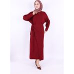 Bym Fashion Pelerinli Bağlamalı Triko Elbise 17031 Bordo - Standart