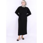 Bym Fashion Pelerinli Bağlamalı Triko Elbise 17031 Siyah - Standart