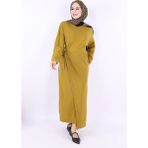Bym Fashion Pelerinli Bağlamalı Triko Elbise 17031 Yağ Yeşili - Standart