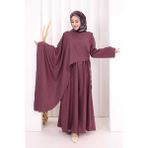 Bym Fashion Pelerinli Elbise 6068 Mürdüm - 3