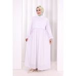 Bym Fashion Pelerinli Elbise 6082 Ekru