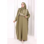 Bym Fashion Şallı Fırfırlı Elbise 6088 Haki - Standart