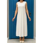 Bym Fashion Sıfır Kollu Uzun Sandy İçlik Elbise 3197 Ekru - Standart