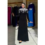 Bym Fashion Taş Detaylı Abiye Elbise Siyah 3916