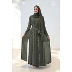 Bym Fashion Taş Detaylı Elbise ŞAL HEDİYE 3953 Haki - 42