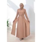 Bym Fashion Taş Detaylı Elbise ŞAL HEDİYE 3953 Vizon - 42