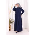 Bym Fashion Tek Tarafı Yandan Büzmeli Elbise 6017 Lacivert - 46