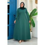 Bym Fashion Tek Tarafı Yandan Büzmeli Elbise 6017 Zümrüt - 46