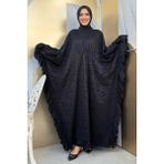Bym Fashion Uçları Şifon Fırfır Görünümlü Dantel Elbise 3864 Siyah - Standart