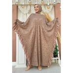 Bym Fashion Uçları Şifon Fırfır Görünümlü Dantel Elbise 3864 Vizon - Standart